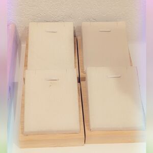 4pc Velvet & Bamboo Jewelry Display Stands